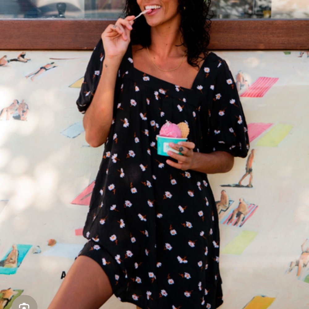 Billabong Black Dress with Floral Design